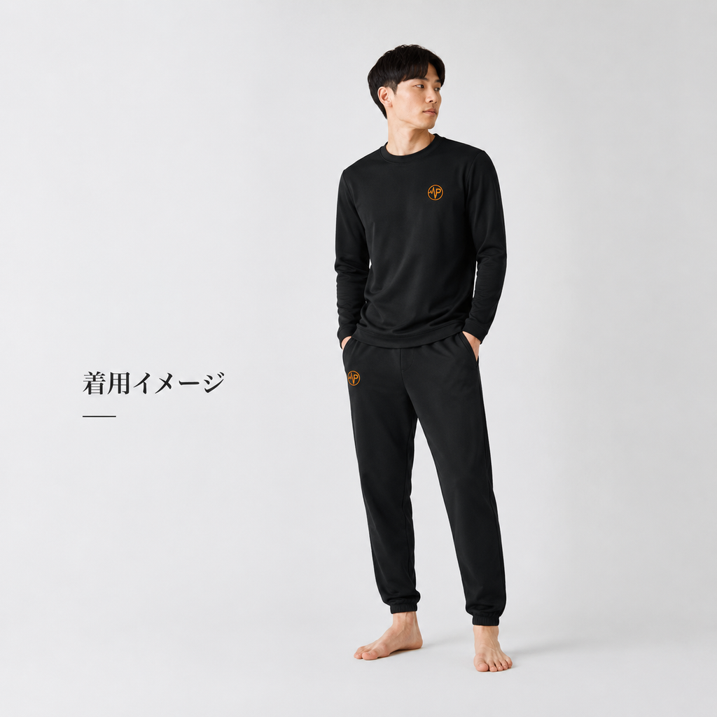 【静電気が出にくい天然コットン100%】リカバリーパジャマ上下セット（長袖Tシャツ・スウェットパンツ）