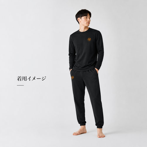 【静電気が出にくい天然コットン100%】リカバリーパジャマ上下セット（長袖Tシャツ・スウェットパンツ）